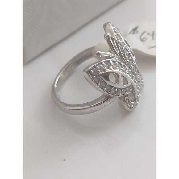 Italian Sterling Silver 925 Women's  Size 5 Cubic Zirconia Butterfly Ring NEW - Picture 6 of 10